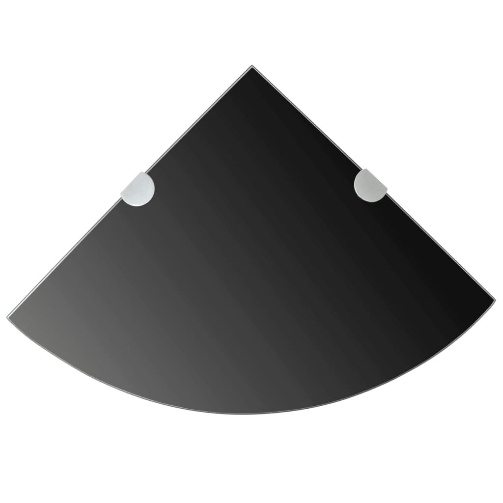 vidaXL Kulmahyllyt 2 kpl kromisilla kiinnikkeillä musta lasi 35x35 cm hinta ja tiedot | Hyllyt | hobbyhall.fi