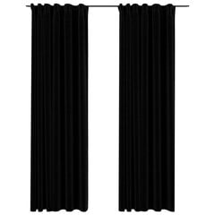 vidaXL Pellavamaiset pimennysverhot koukuilla 2 kpl musta 140x245 cm hinta ja tiedot | Verhot | hobbyhall.fi