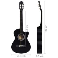 vidaXL 12-osainen Perinteinen cutaway-kitarasetti 6-kielinen musta 38" hinta ja tiedot | Kitarat | hobbyhall.fi