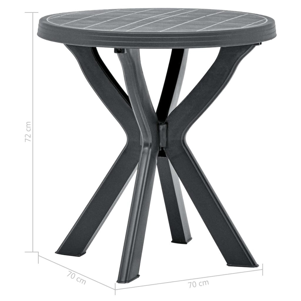 vidaXL Bistropöytä antrasiitti Ø70 cm muovi hinta ja tiedot | Puutarhapöydät | hobbyhall.fi