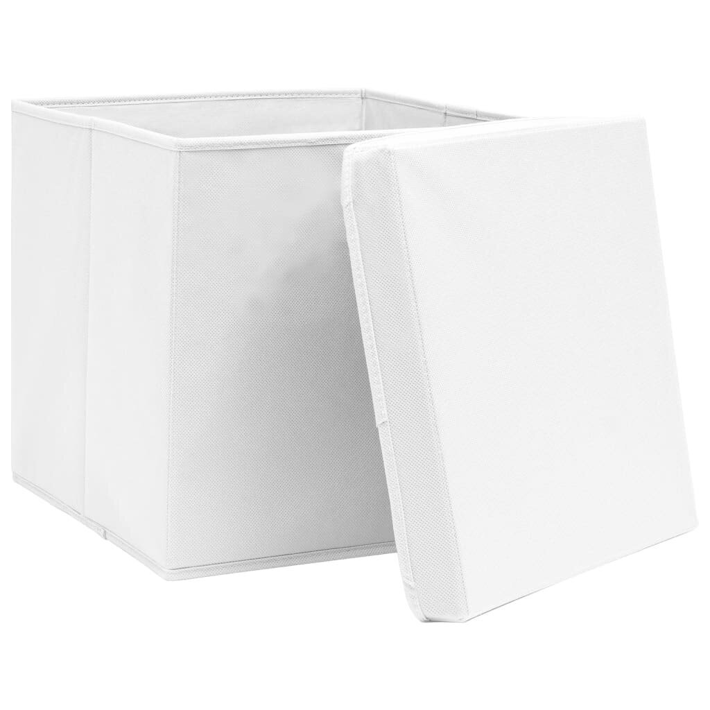 vidaXL Säilytyslaatikot kansilla 4 kpl valkoinen 32x32x32 cm kangas hinta ja tiedot | Säilytyslaatikot ja -korit | hobbyhall.fi