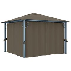 vidaXL Huvimaja verhoilla 300x300 cm harmaanruskea alumiini hinta ja tiedot | Puutarhapaviljongit | hobbyhall.fi