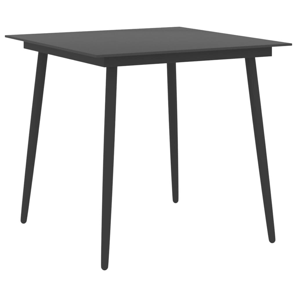 vidaXL Puutarhan ruokapöytä musta 80x80x74 cm teräs ja lasi hinta ja tiedot | Puutarhapöydät | hobbyhall.fi