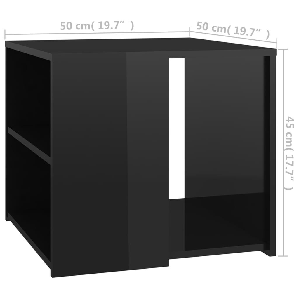 vidaXL Sivupöytä korkeakiilto musta 50x50x45 cm lastulevy hinta ja tiedot | Sohvapöydät | hobbyhall.fi