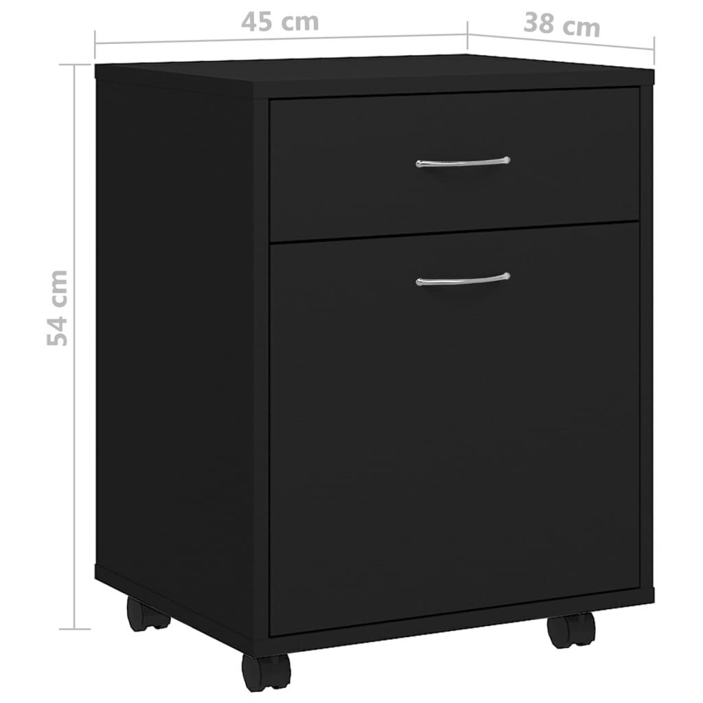 vidaXL Kaappi pyörillä musta 45x38x54 cm lastulevy hinta ja tiedot | Olohuoneen kaapit ja lipastot | hobbyhall.fi