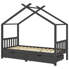 vidaXL Lasten sängynrunko laatikoilla harmaa täysi mänty 90x200cm hinta ja tiedot | Lastensängyt | hobbyhall.fi