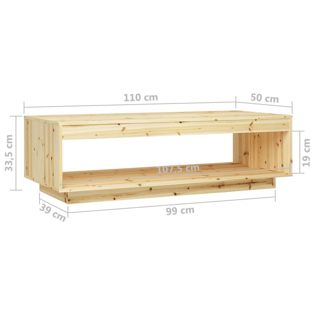 vidaXL Sohvapöytä 110x50x33,5 cm täysi kuusi hinta ja tiedot | Sohvapöydät | hobbyhall.fi