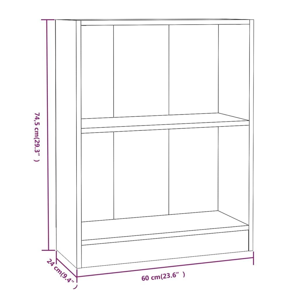 vidaXL Kirjahylly harmaa Sonoma 60x24x74,5 cm tekninen puu hinta ja tiedot | Hyllyt | hobbyhall.fi