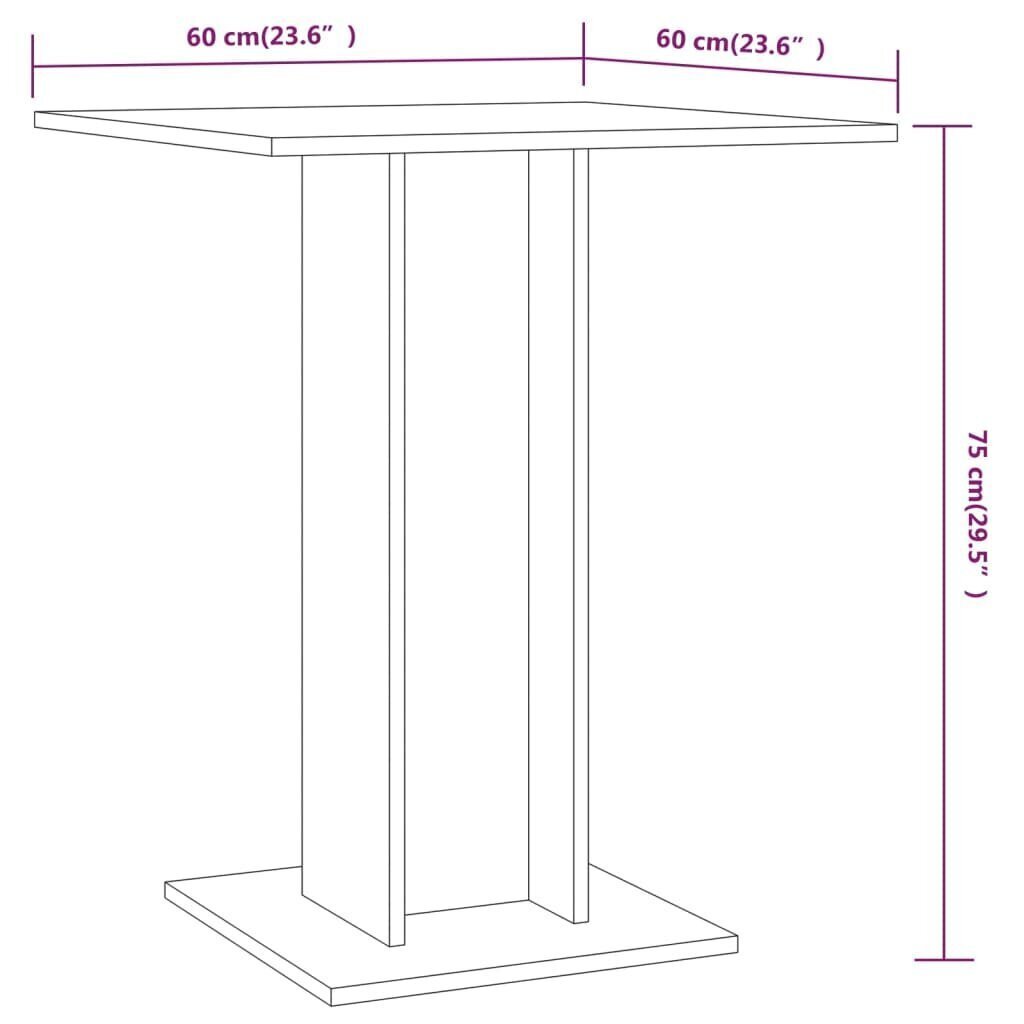 vidaXL Bistropöytä ruskea tammi 60x60x75 cm tekninen puu hinta ja tiedot | Ruokapöydät | hobbyhall.fi