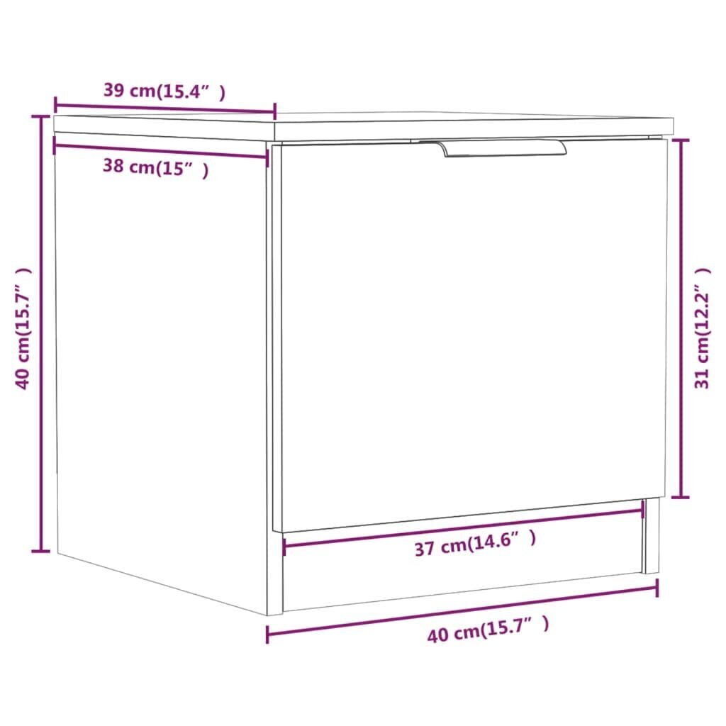 vidaXL Yöpöydät 2 kpl Sonoma-tammi 40x39x40 cm hinta ja tiedot | Yöpöydät | hobbyhall.fi