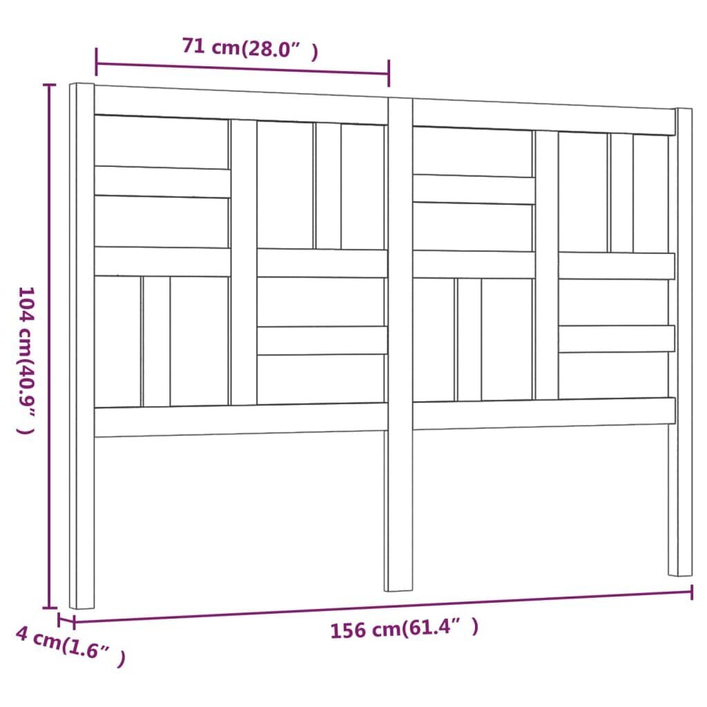 vidaXL Sängynpääty valkoinen 156x4x104 cm täysi mänty hinta ja tiedot | Sängyt | hobbyhall.fi