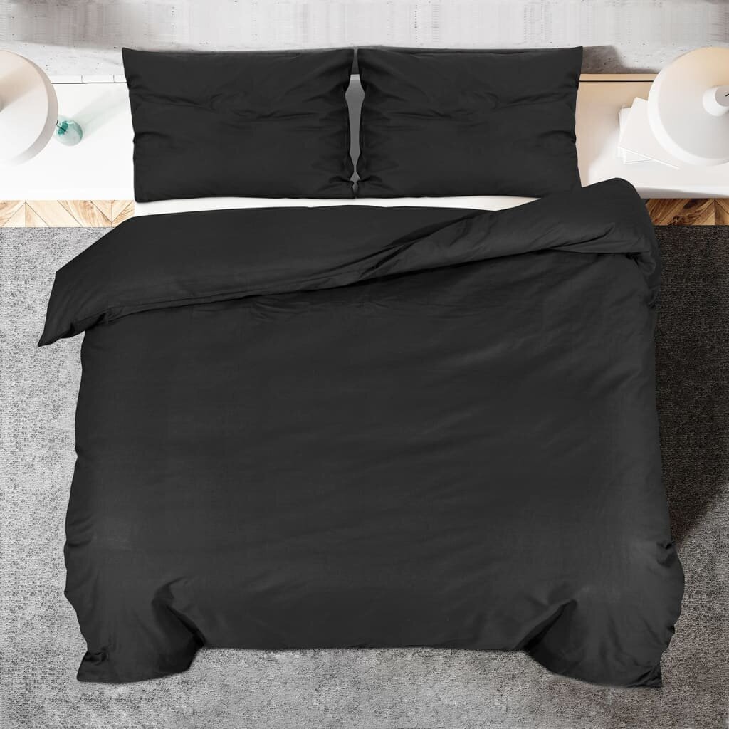 vidaXL Pussilakanasetti musta 200x200 cm puuvilla hinta ja tiedot | Pussilakanat | hobbyhall.fi