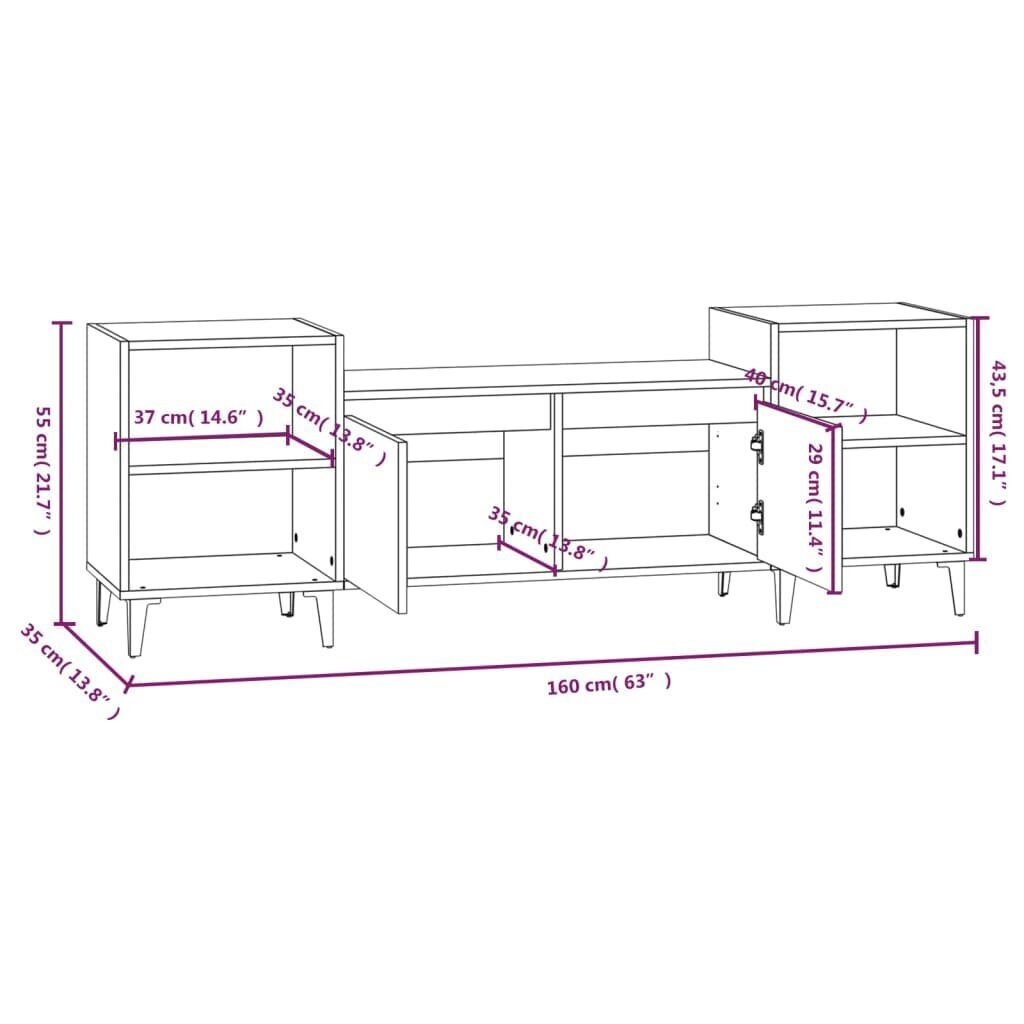 vidaXL TV-taso ruskea tammi 160x35x55 cm tekninen puu hinta ja tiedot | TV-tasot | hobbyhall.fi