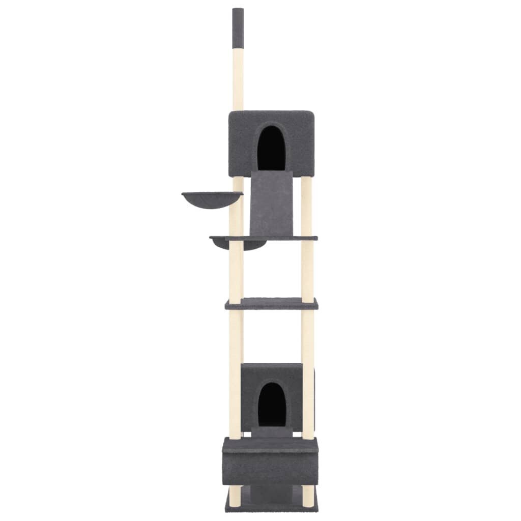 vidaXL Kattoon asti yltävä kissan kiipeilypuu tumman harmaa 277-303 cm hinta ja tiedot | Raapimispuut ja kiipeilypuut | hobbyhall.fi