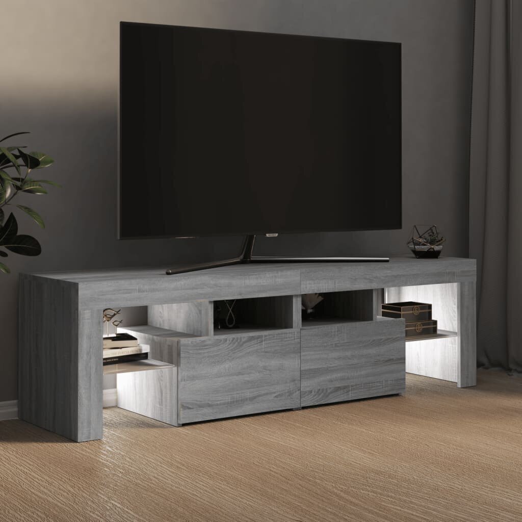 vidaXL TV-taso LED-valoilla harmaa Sonoma 140x36,5x40 cm hinta ja tiedot | TV-tasot | hobbyhall.fi
