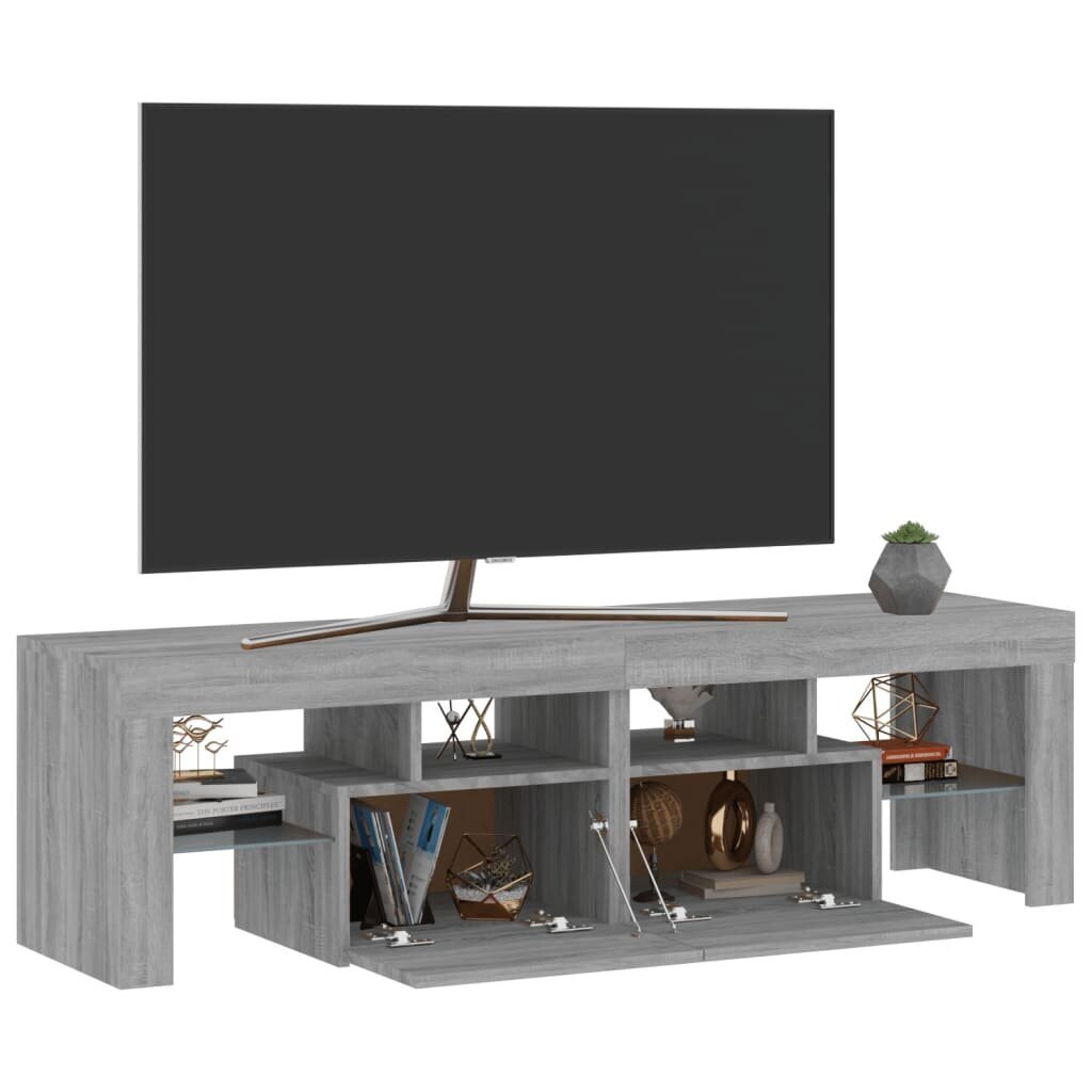 vidaXL TV-taso LED-valoilla harmaa Sonoma 140x36,5x40 cm hinta ja tiedot | TV-tasot | hobbyhall.fi