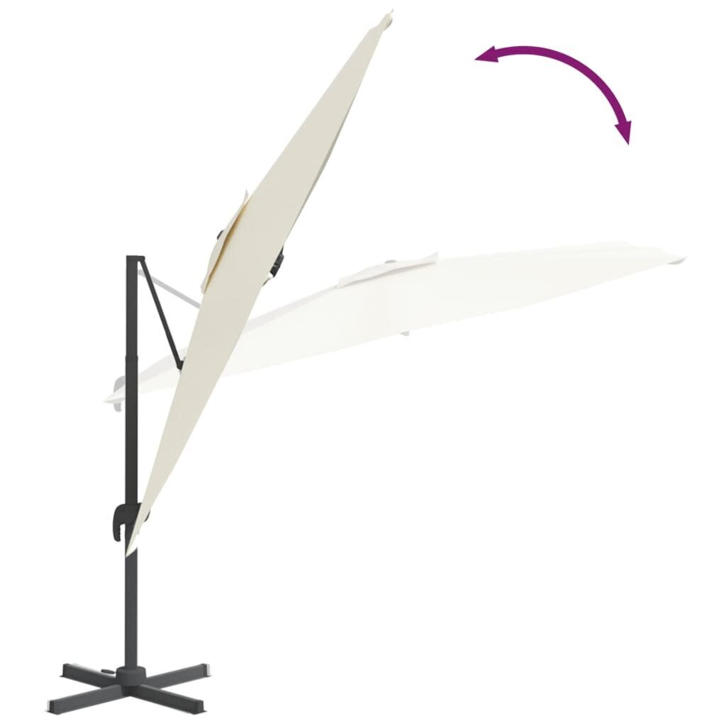 vidaXL Riippuva aurinkovarjo alumiinipylväällä hiekanvalk. 300x300 cm hinta ja tiedot | Aurinkovarjot ja markiisit | hobbyhall.fi