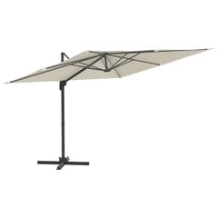 vidaXL Riippuva aurinkovarjo alumiinipylväällä hiekanvalk. 300x300 cm hinta ja tiedot | Aurinkovarjot ja markiisit | hobbyhall.fi