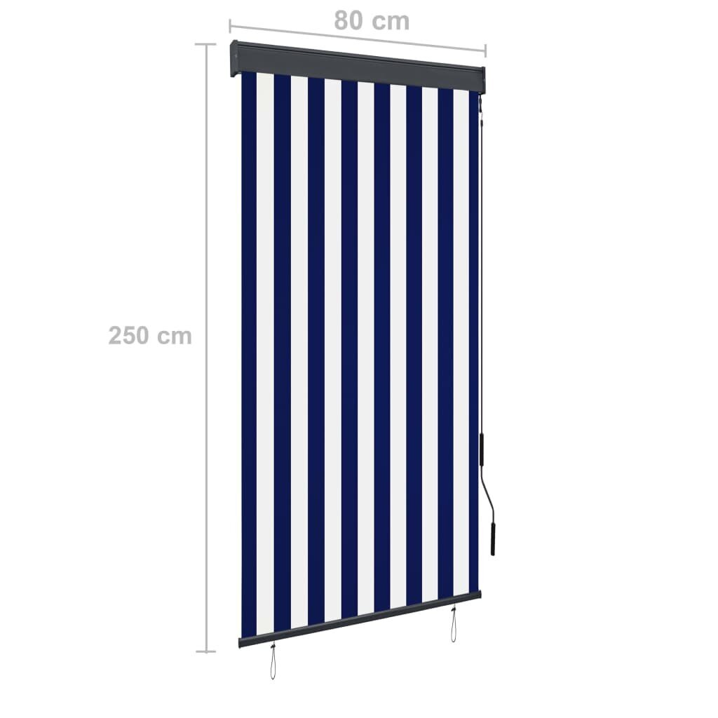 vidaXL Ulkorullaverho 80x250 cm sininen ja valkoinen hinta ja tiedot | Rullaverhot | hobbyhall.fi