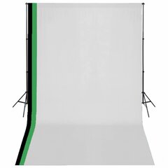 vidaXL Valokuvastudiosetti 3 puuvillataustaa säädettävä runko 3x5 m hinta ja tiedot | Valokuvaustarvikkeet | hobbyhall.fi