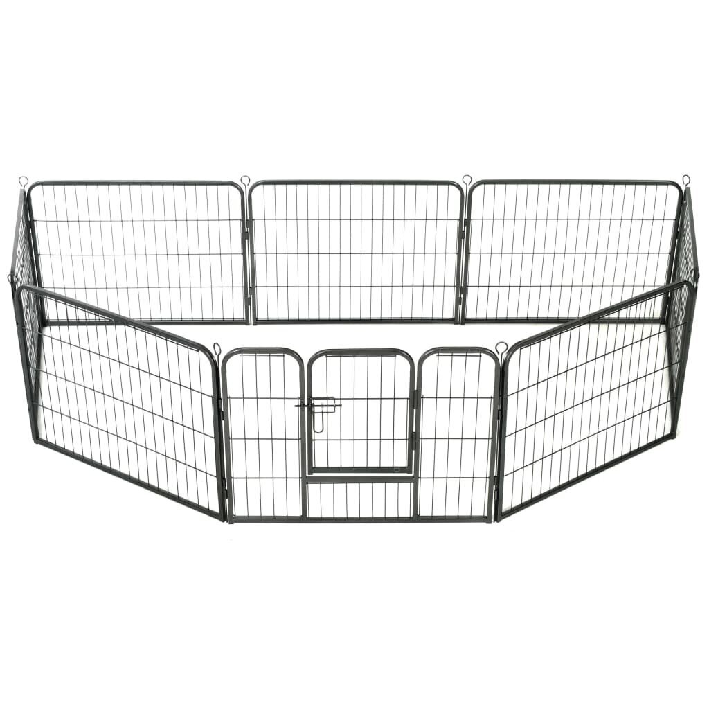 vidaXL Pentuaitaus 8 paneelia teräs 60x80 cm musta hinta ja tiedot | Kuljetushäkit ja kuljetuslaatikot | hobbyhall.fi