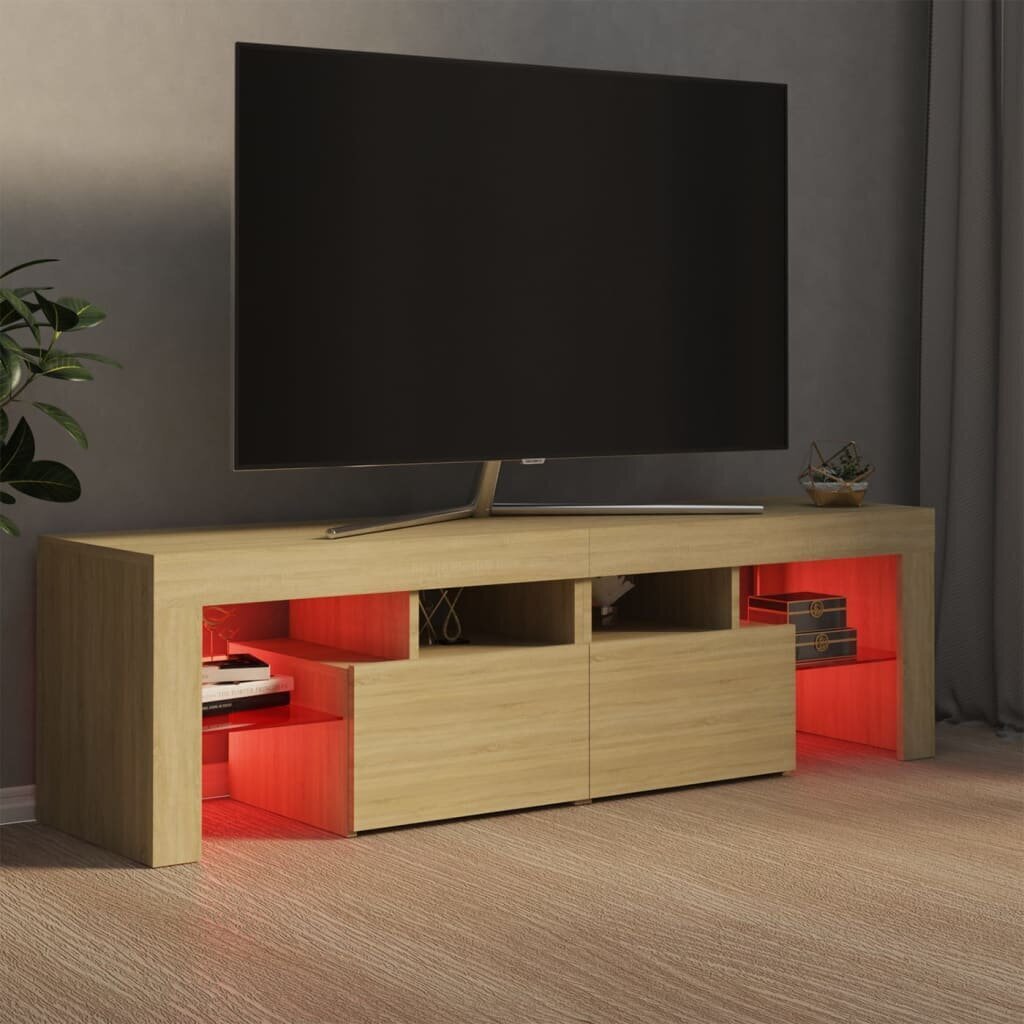 vidaXL TV-taso LED-valoilla Sonoma-tammi 140x36,5x40 cm hinta ja tiedot | TV-tasot | hobbyhall.fi