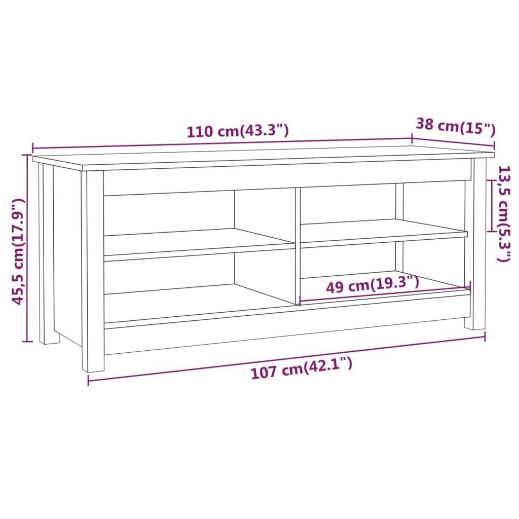 vidaXL Kenkäkaappi hunajanruskea 110x38x45,5 cm täysi mänty hinta ja tiedot | Kenkäkaapit ja -hyllyt | hobbyhall.fi