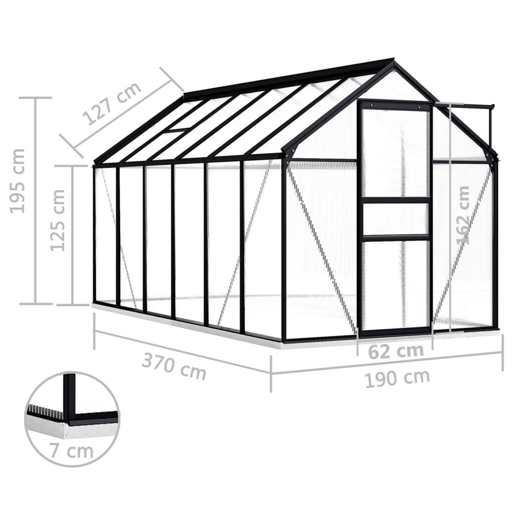 vidaXL Kasvihuone alumiinirungolla antrasiitti 7,03 m² hinta ja tiedot | Kasvihuoneet | hobbyhall.fi