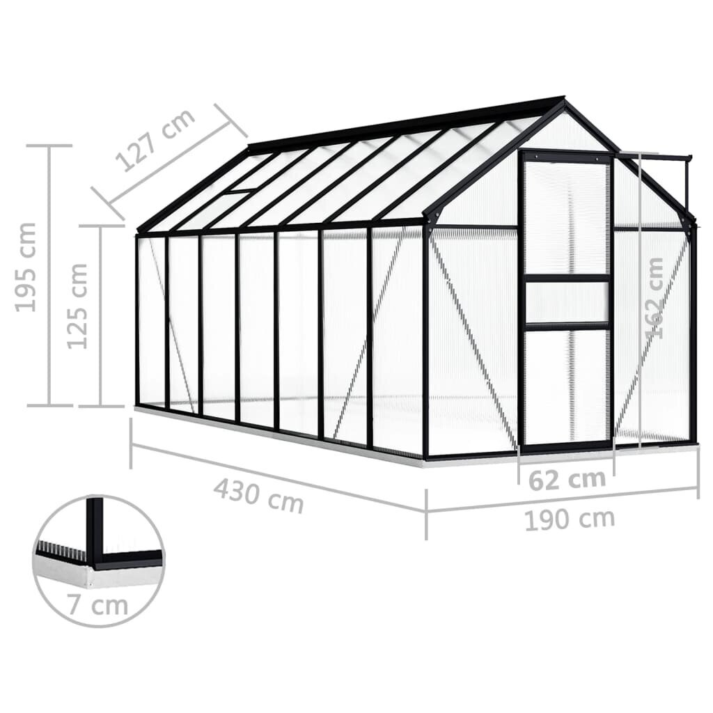 vidaXL Kasvihuone alumiinirungolla antrasiitti 8,17 m² hinta ja tiedot | Kasvihuoneet | hobbyhall.fi