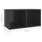 vidaXL TV-tasot 2 kpl korkeakiilto harmaa 72x35x36,5 cm lastulevy hinta ja tiedot | TV-tasot | hobbyhall.fi