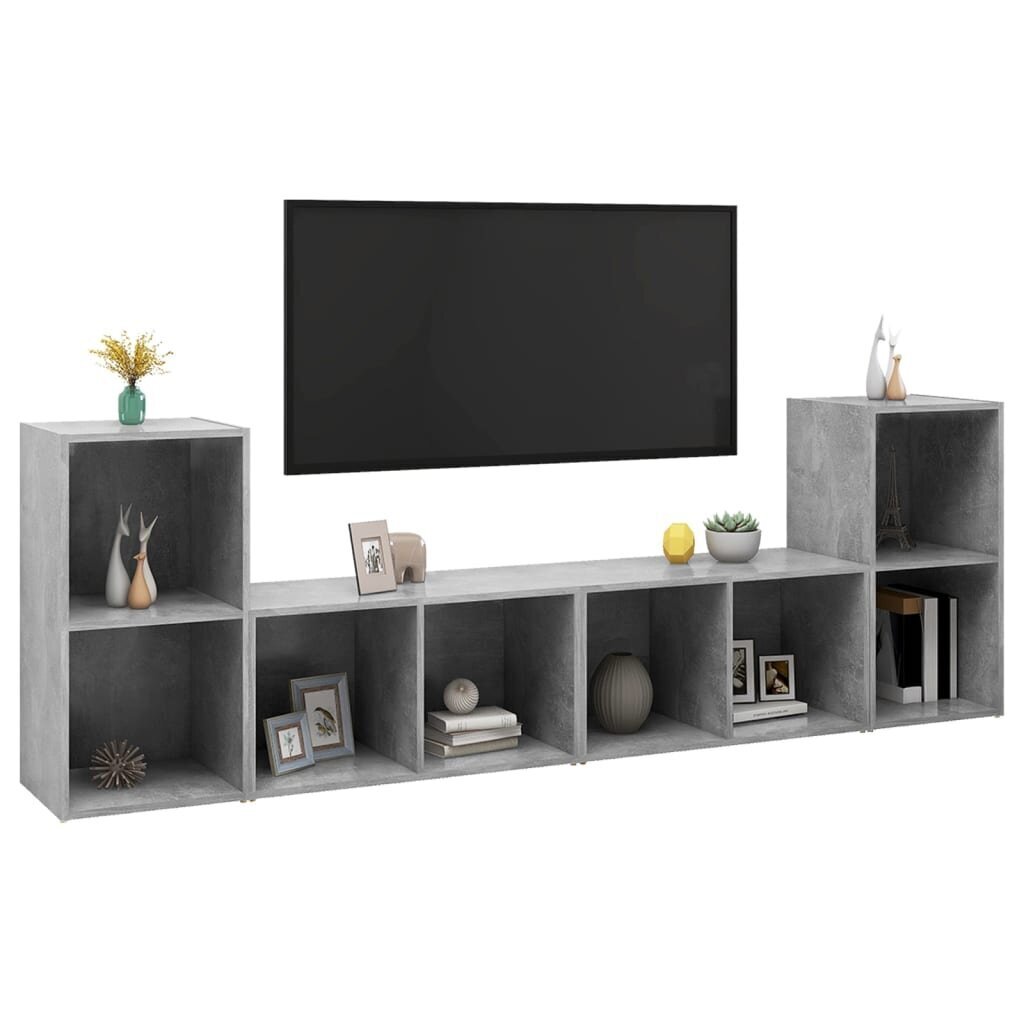 vidaXL TV-tasot 4 kpl betoninharmaa 72x35x36,5 cm lastulevy hinta ja tiedot | TV-tasot | hobbyhall.fi