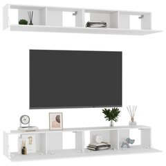 vidaXL TV-tasot 4 kpl korkeakiilto valkoinen 100x30x30 cm lastulevy hinta ja tiedot | TV-tasot | hobbyhall.fi