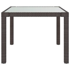 vidaXL Puutarhapöytä 90x90x75 cm karkaistu lasi ja polyrottinki ruskea hinta ja tiedot | Puutarhapöydät | hobbyhall.fi
