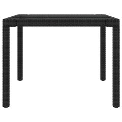 vidaXL Puutarhapöytä musta 190x90x75 cm karkaistu lasi ja polyrottinki hinta ja tiedot | Puutarhapöydät | hobbyhall.fi