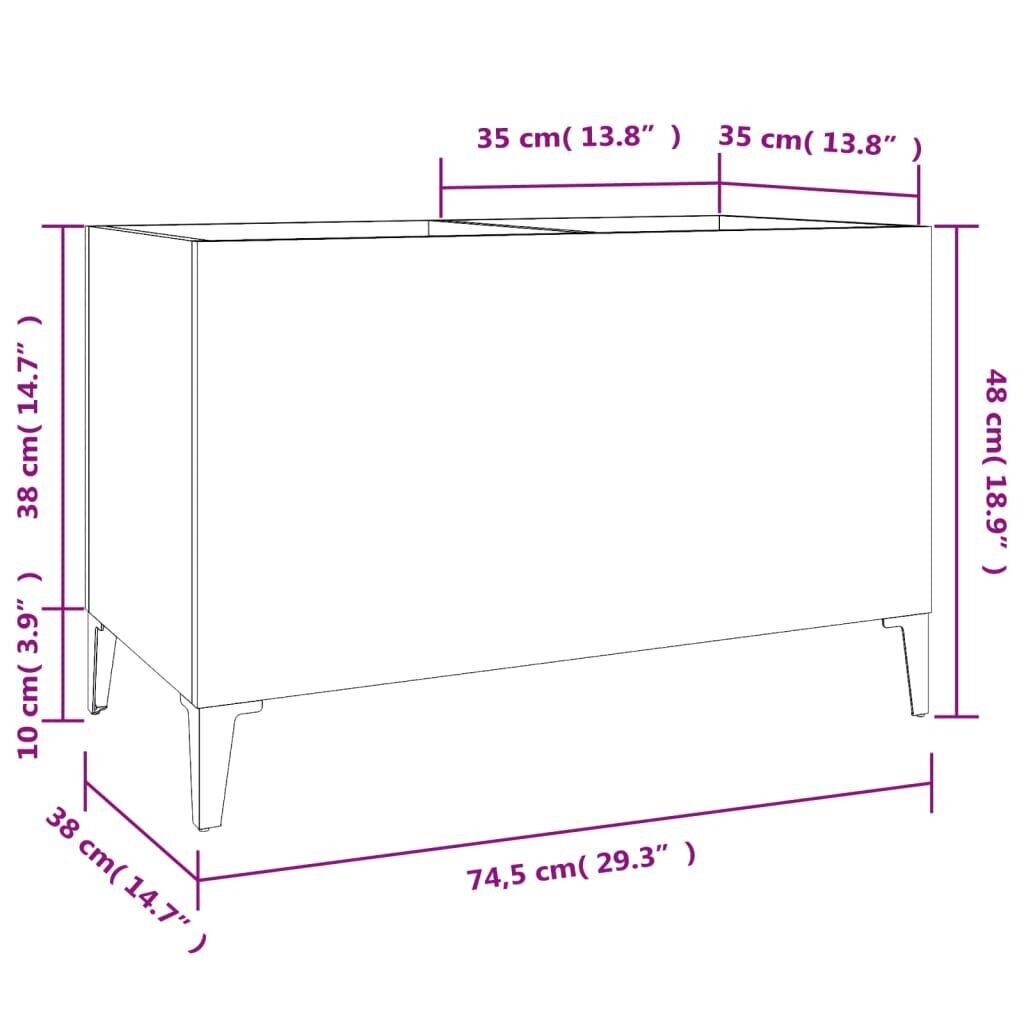 vidaXL LP-levyjen säilytyskaappi korkeakiilto valk. 74,5x38x48 cm puu hinta ja tiedot | Kaapit | hobbyhall.fi