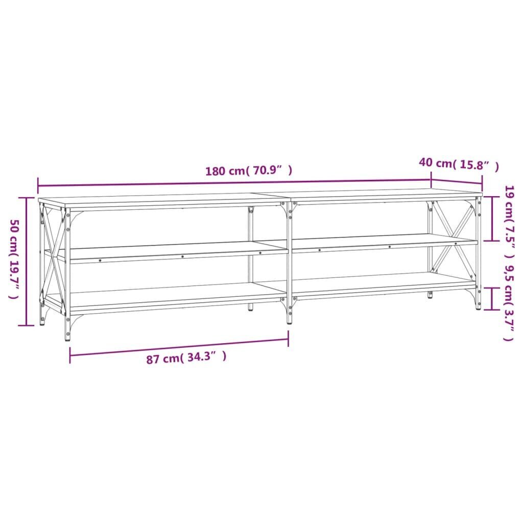 vidaXL TV-taso harmaa Sonoma 180x40x50 cm tekninen puu hinta ja tiedot | TV-tasot | hobbyhall.fi