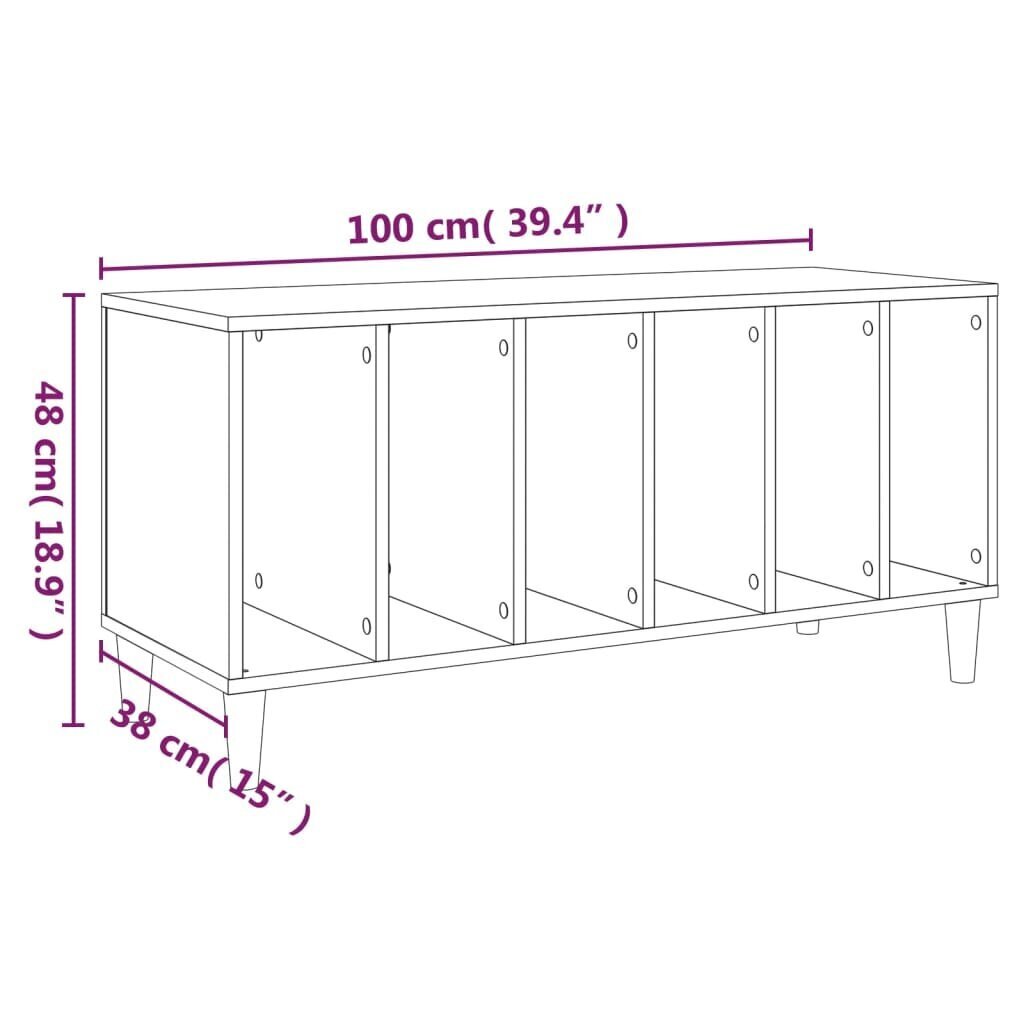 vidaXL LP-levyjen säilytyskaappi musta 100x38x48 cm tekninen puu hinta ja tiedot | Kaapit | hobbyhall.fi