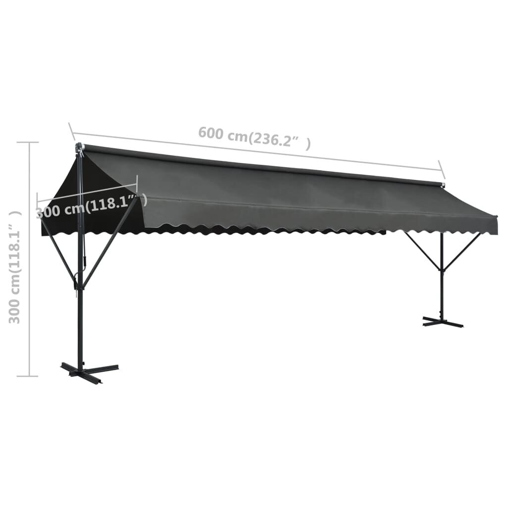 vidaXL Vapaasti seisova markiisi 600x300 cm antrasiitti hinta ja tiedot | Puutarhapaviljongit | hobbyhall.fi