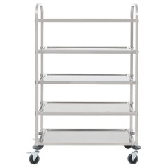 vidaXL 5-tasoinen tarjoiluvaunu 107x55x147 cm ruostumaton teräs hinta ja tiedot | Ruokapöydät | hobbyhall.fi