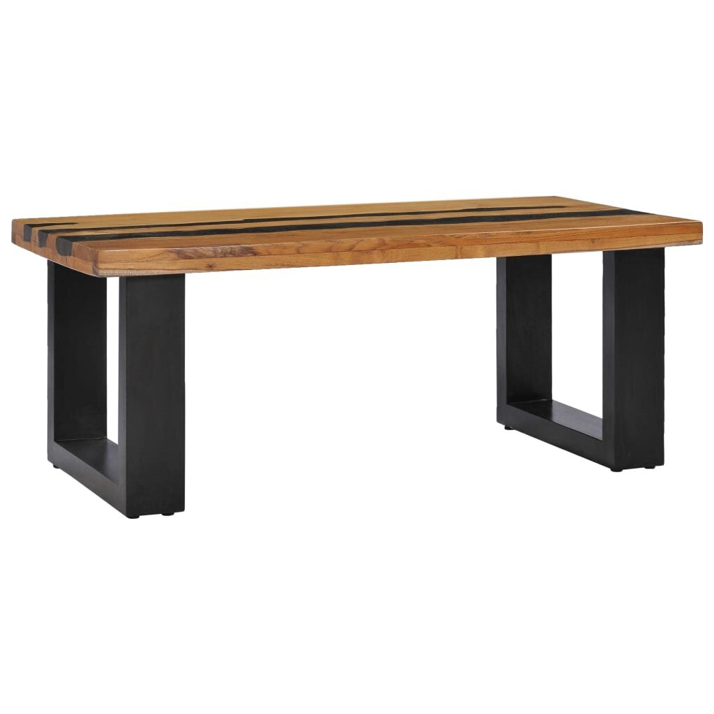 vidaXL Sohvapöytä 100x50x40 cm täysi tiikki ja laavakivi hinta ja tiedot | Sohvapöydät | hobbyhall.fi