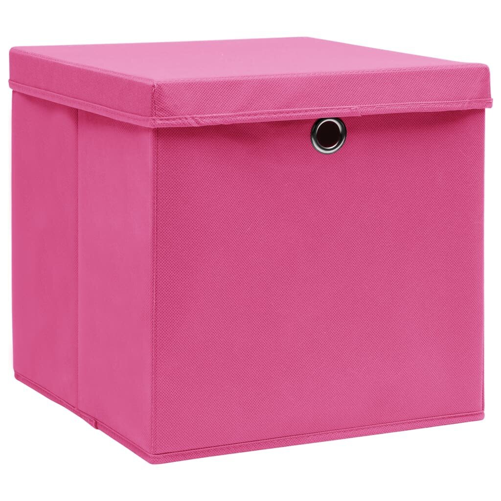 vidaXL Säilytyslaatikot kansilla 10 kpl pinkki 32x32x32 cm kangas hinta ja tiedot | Säilytyslaatikot ja -korit | hobbyhall.fi