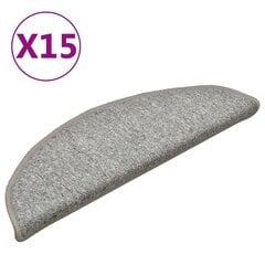 vidaXL Porrasmatot 15 kpl vaaleanharmaa 56x17x3 cm hinta ja tiedot | Isot matot | hobbyhall.fi