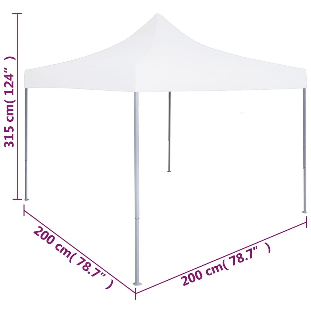 vidaXL Ammattilaisten kokoontaittuva juhlateltta 2x2 m teräs valkoinen hinta ja tiedot | Puutarhapaviljongit | hobbyhall.fi