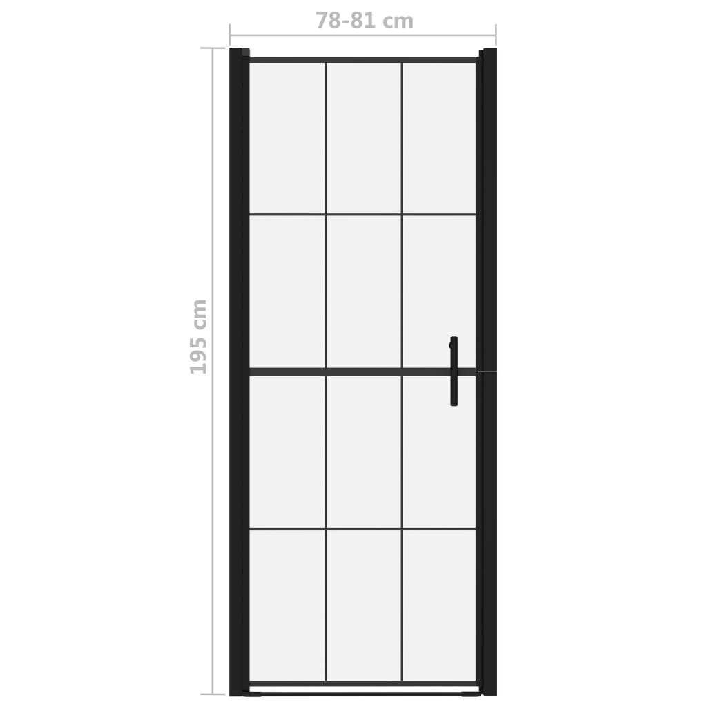 vidaXL Suihkuovi karkaistu lasi 81x195 cm musta hinta ja tiedot | Suihkuseinät ja -ovet | hobbyhall.fi