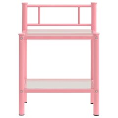 vidaXL Yöpöytä pinkki/läpinäkyvä 45x34,5x60,5 cm metalli ja lasi hinta ja tiedot | Yöpöydät | hobbyhall.fi