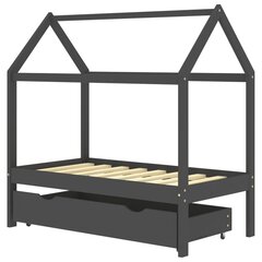 vidaXL Lasten sängynrunko laatikolla t.harmaa täysi mänty 70x140 cm hinta ja tiedot | Lastensängyt | hobbyhall.fi