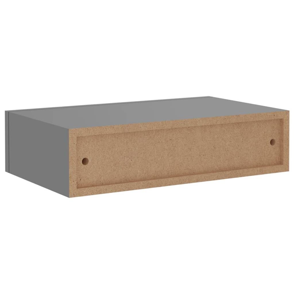 vidaXL Seinälaatikkohylly harmaa 40x23,5x10 cm MDF hinta ja tiedot | Hyllyt | hobbyhall.fi