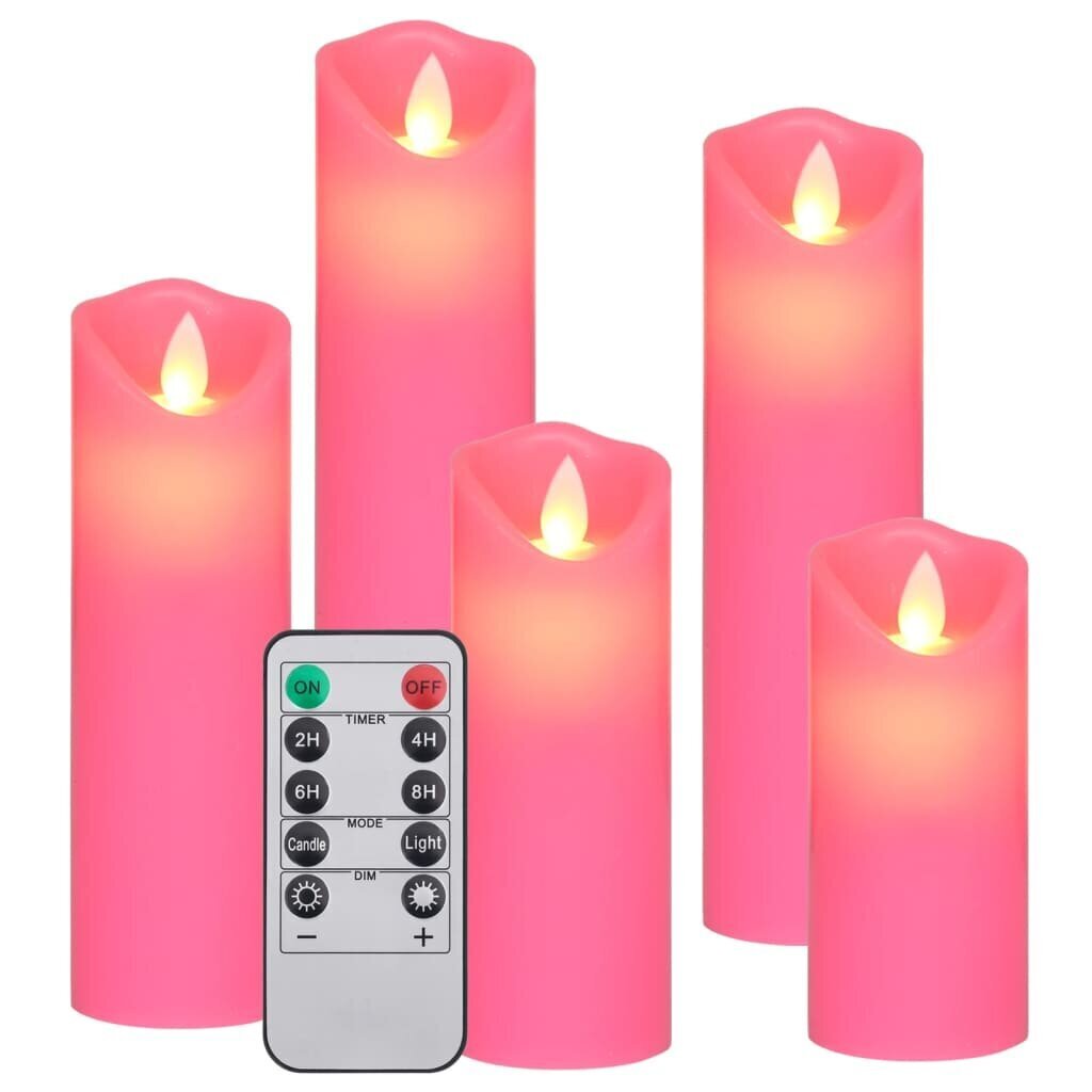 vidaXL 5-osainen LED-sähkökynttiläsarja kaukosäädin lämmin valkoinen hinta ja tiedot | Kynttilät ja kynttilänjalat | hobbyhall.fi