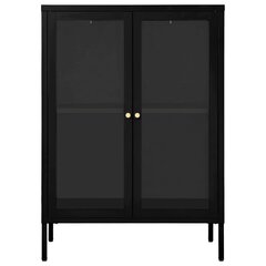 vidaXL Senkki musta 75x35x105 cm teräs ja lasi hinta ja tiedot | Olohuoneen kaapit ja lipastot | hobbyhall.fi