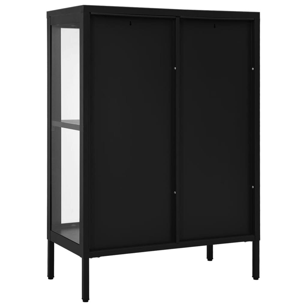 vidaXL Senkki musta 75x35x105 cm teräs ja lasi hinta ja tiedot | Olohuoneen kaapit ja lipastot | hobbyhall.fi